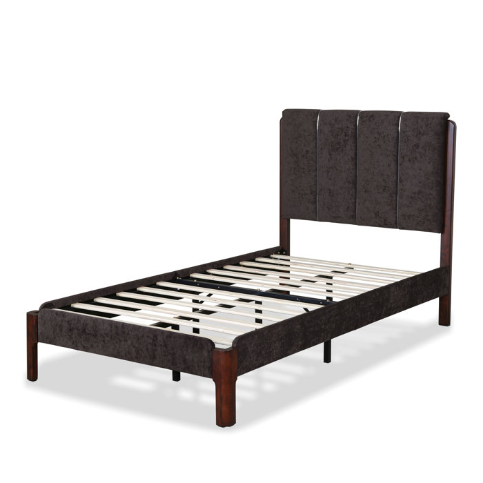 Latitude Run® Twin Solid Wood Upholstered Low Profile Platform Bed